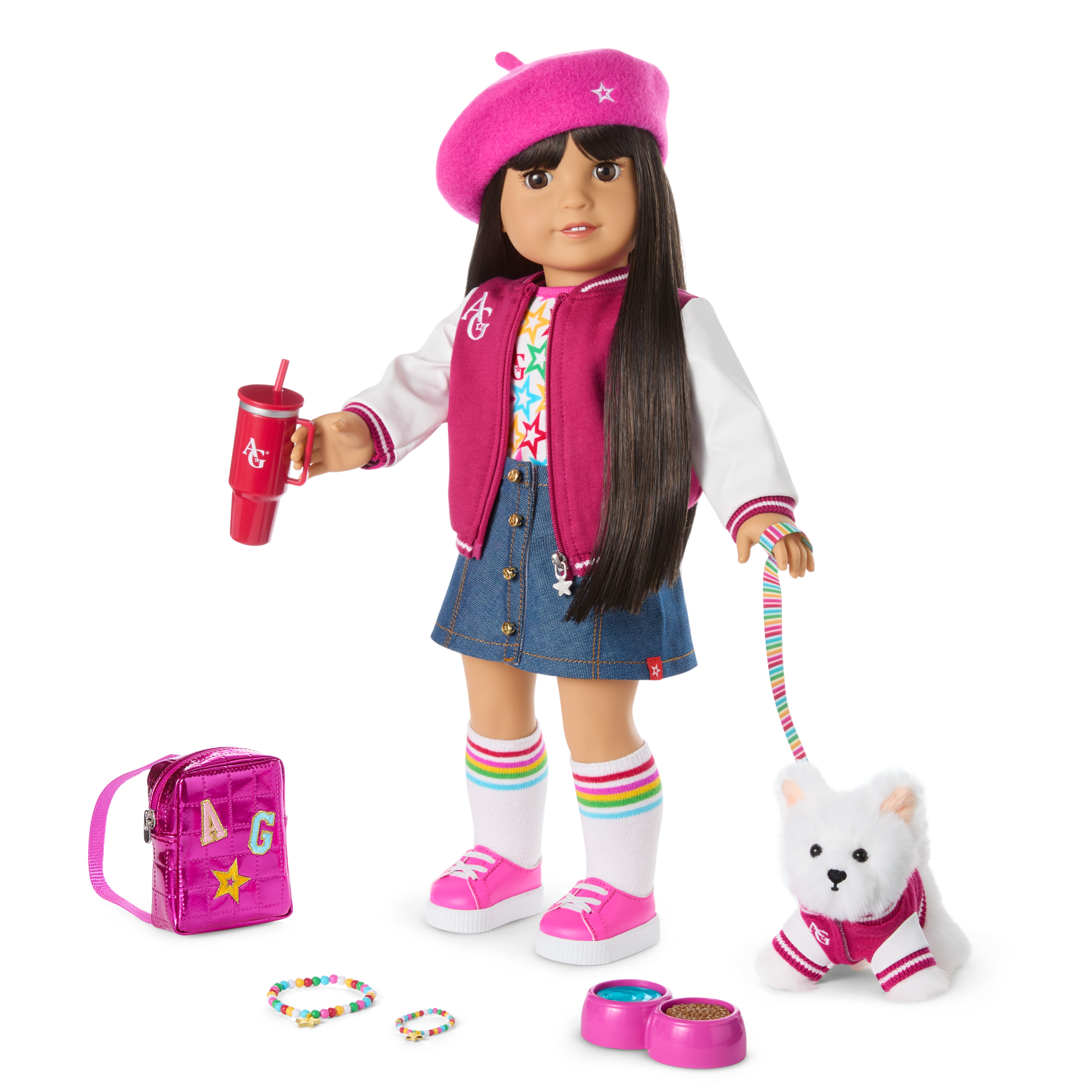Truly Me 18-Inch Doll #130, Puppy, Mini Backpack & Accessories Ag Star Squad Bundle