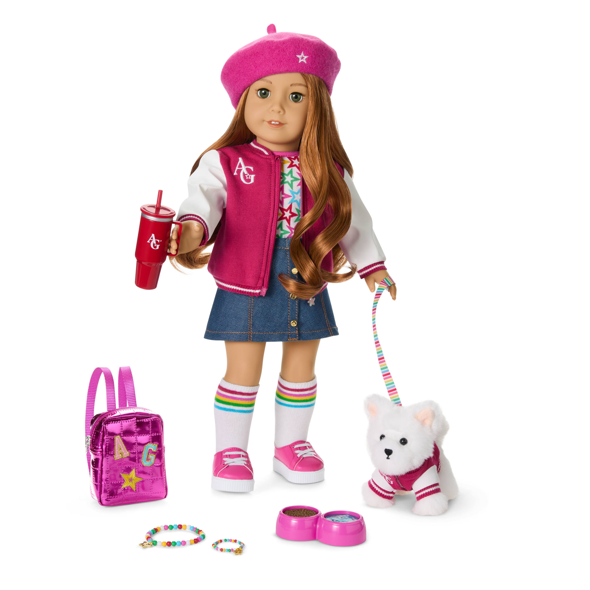 Truly Me 18-Inch Doll #103, Puppy, Mini Backpack & Accessories Ag Star Squad Bundle
