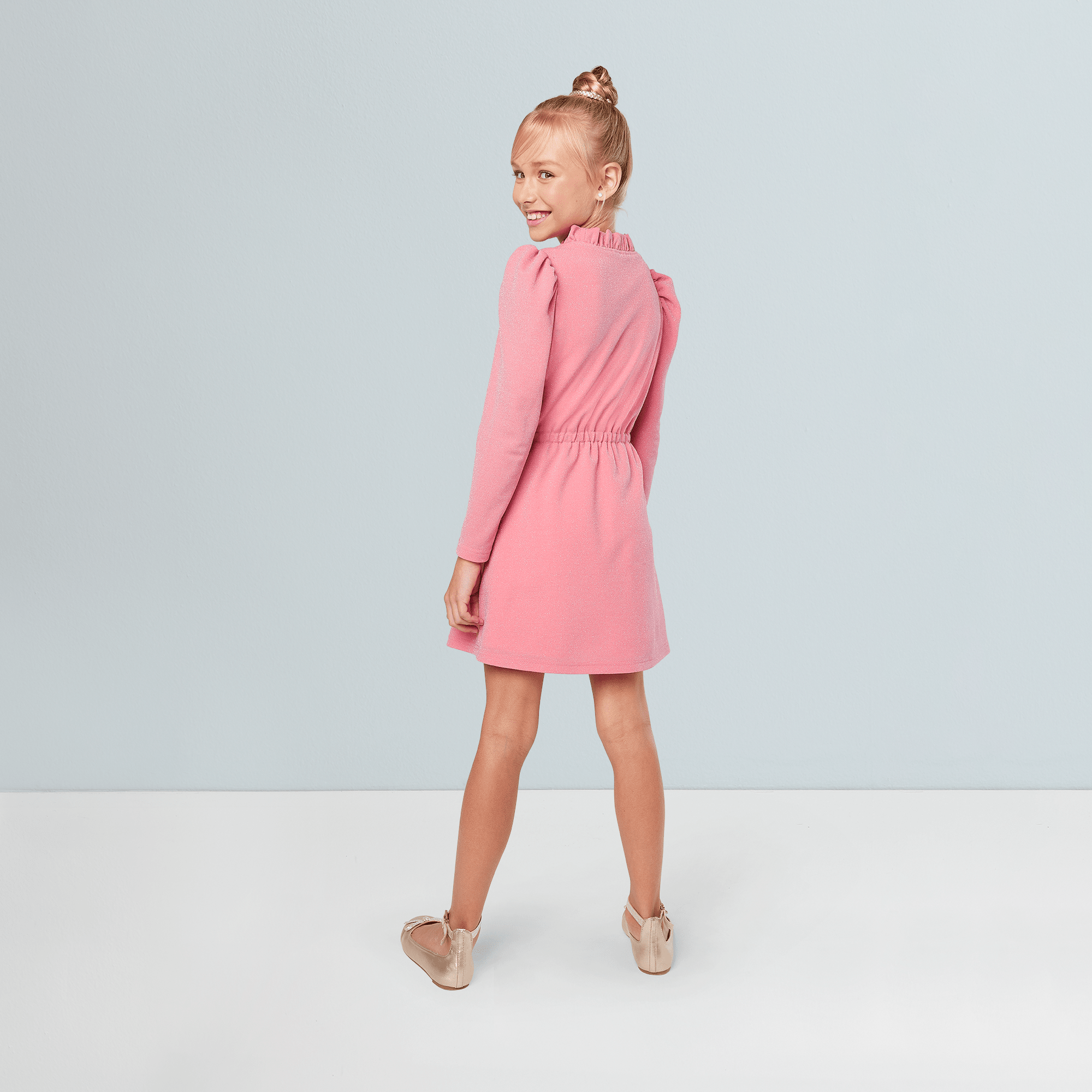 American Girl X Something Navy Rosy Radiance Puff-Sleeve Dress For Girls - Image 3
