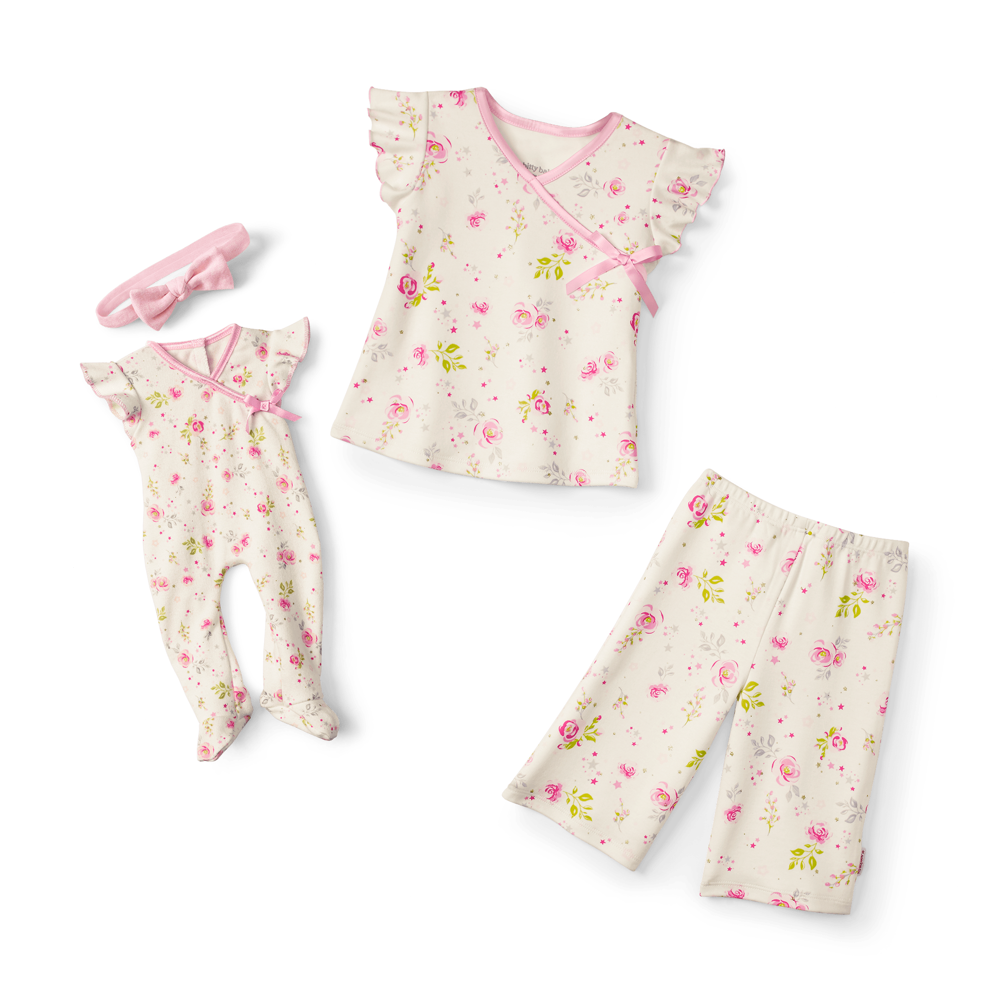 Beautiful Blooms Pajamas For Little Girls & Bitty Baby Dolls - Image 3