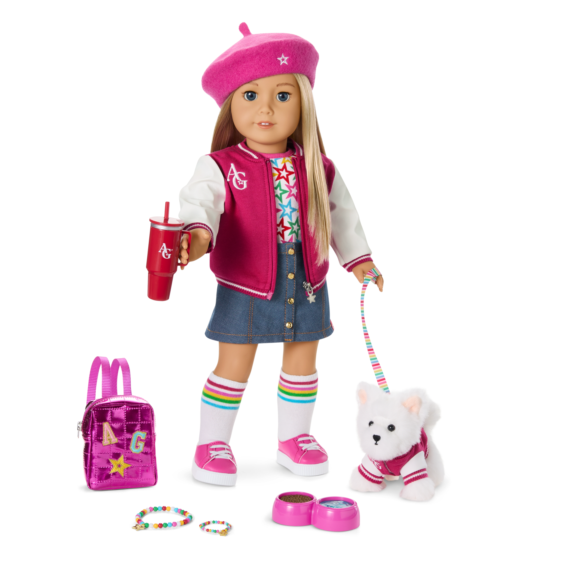 Truly Me 18-Inch Doll #100, Puppy, Mini Backpack & Accessories Ag Star Squad Bundle