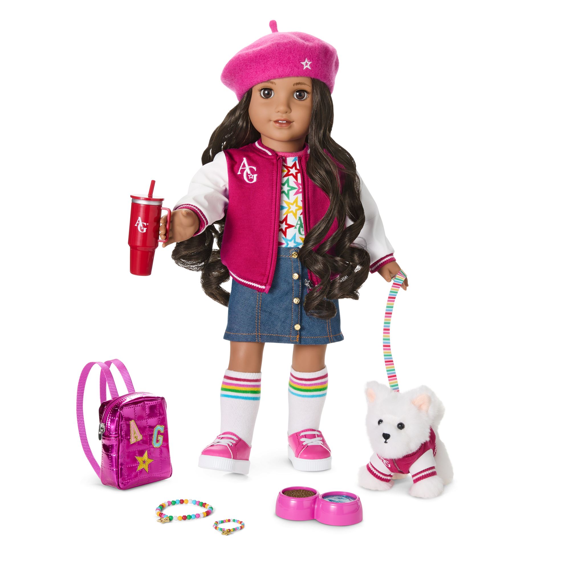 Truly Me 18-Inch Doll #108, Puppy, Mini Backpack & Accessories Ag Star Squad Bundle