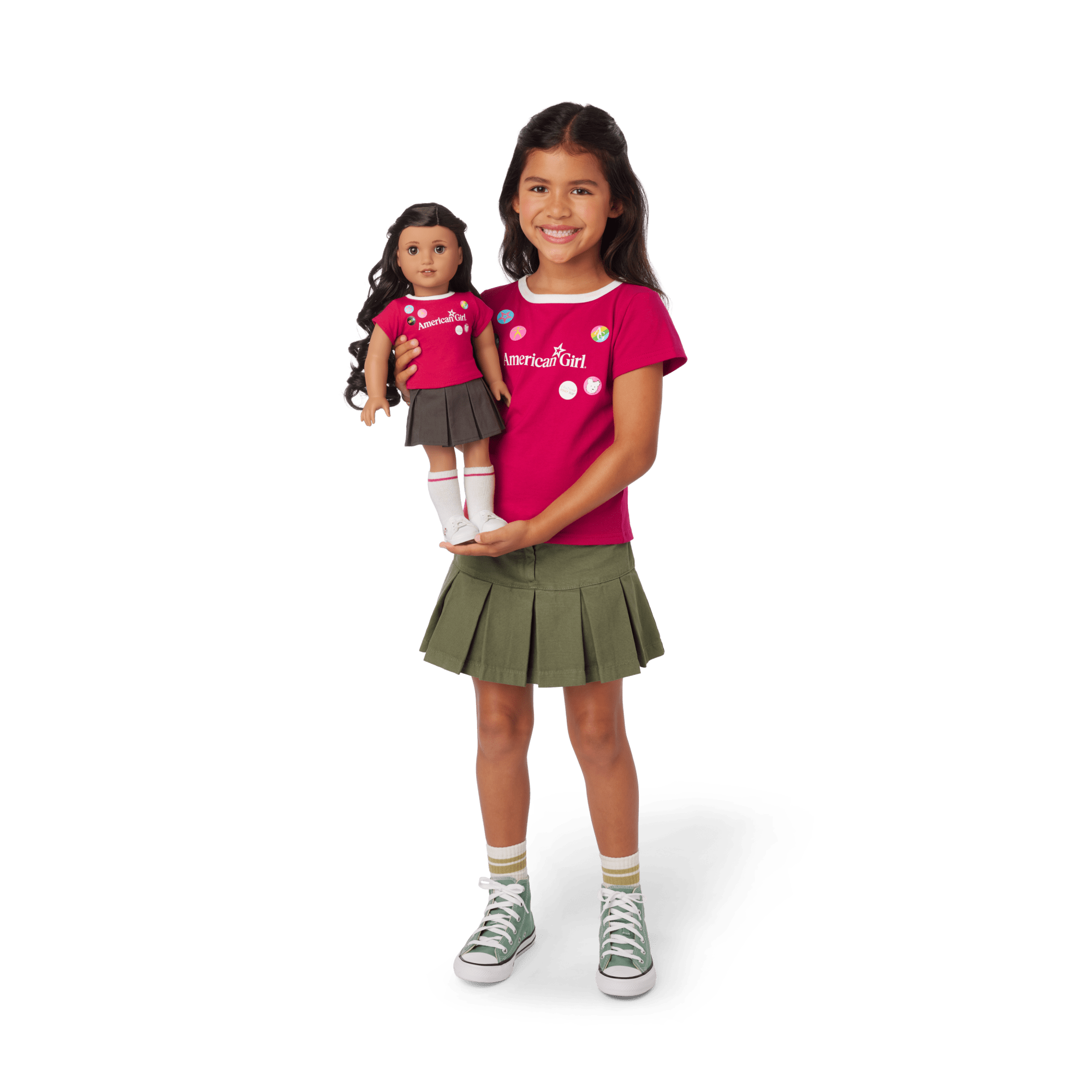 Matching Ag Grin Pins Ringer Tee Set For Girls & 18-Inch Dolls