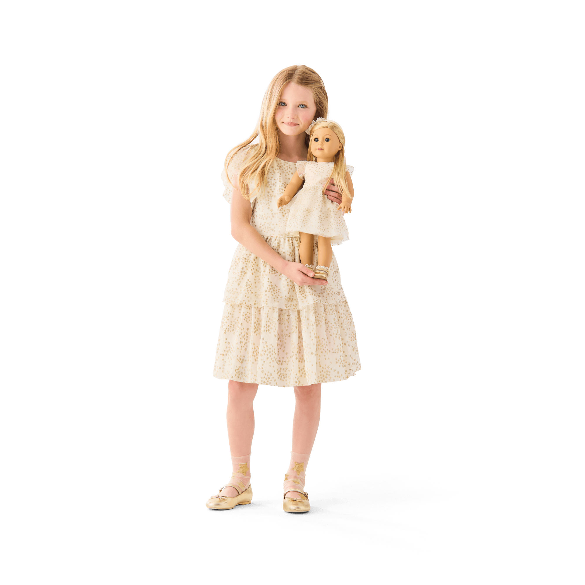 American Girl X Janie And Jack Sparkly Cream Celebration Dress For Girls & 18-Inch Dolls