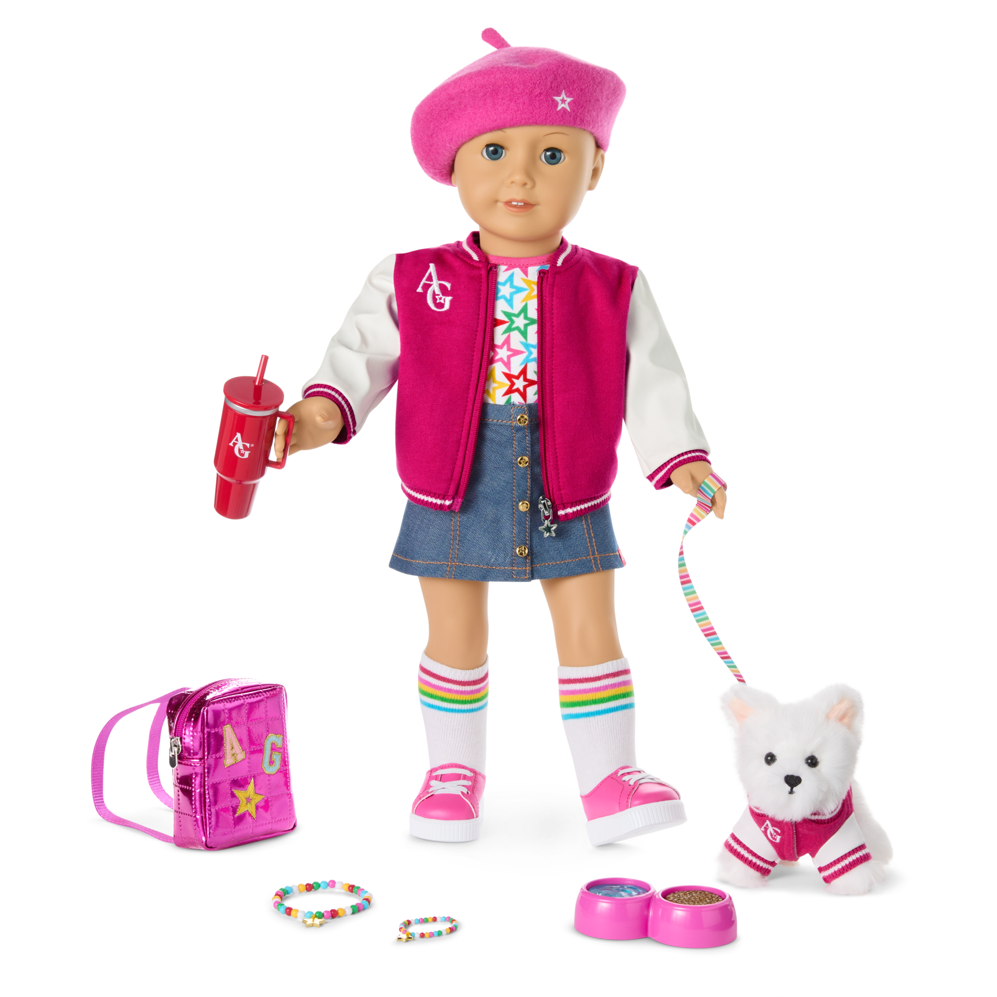 Truly Me 18-Inch Doll #105, Puppy, Mini Backpack & Accessories Ag Star Squad Bundle