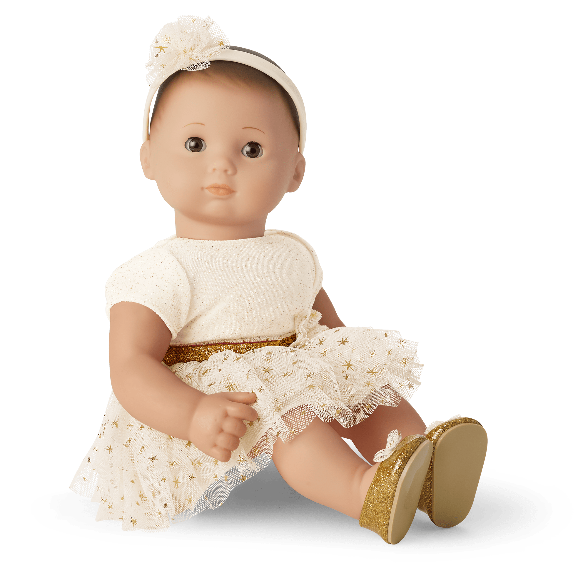 Golden Twinkle Dress For Little Girls & Bitty Baby Dolls - Image 5