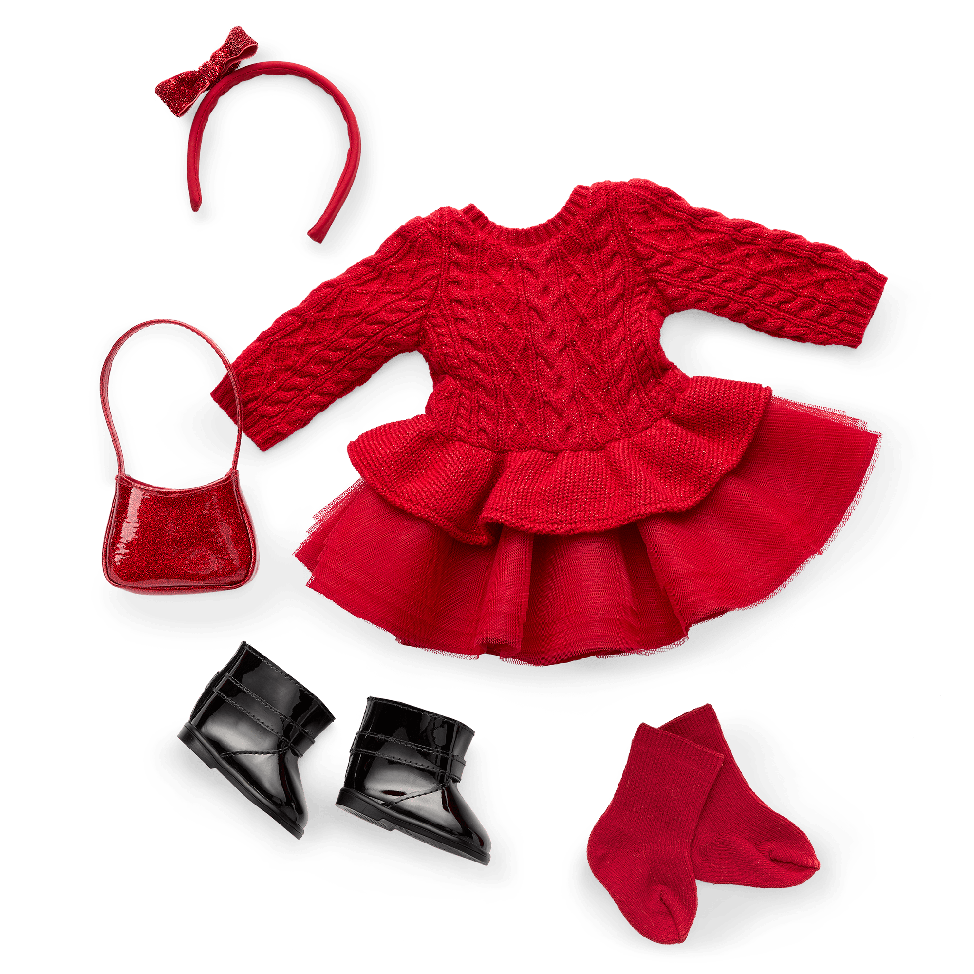 American Girl X Something Navy Crimson Sparkle Sweater Dress For 18-Inch Dolls