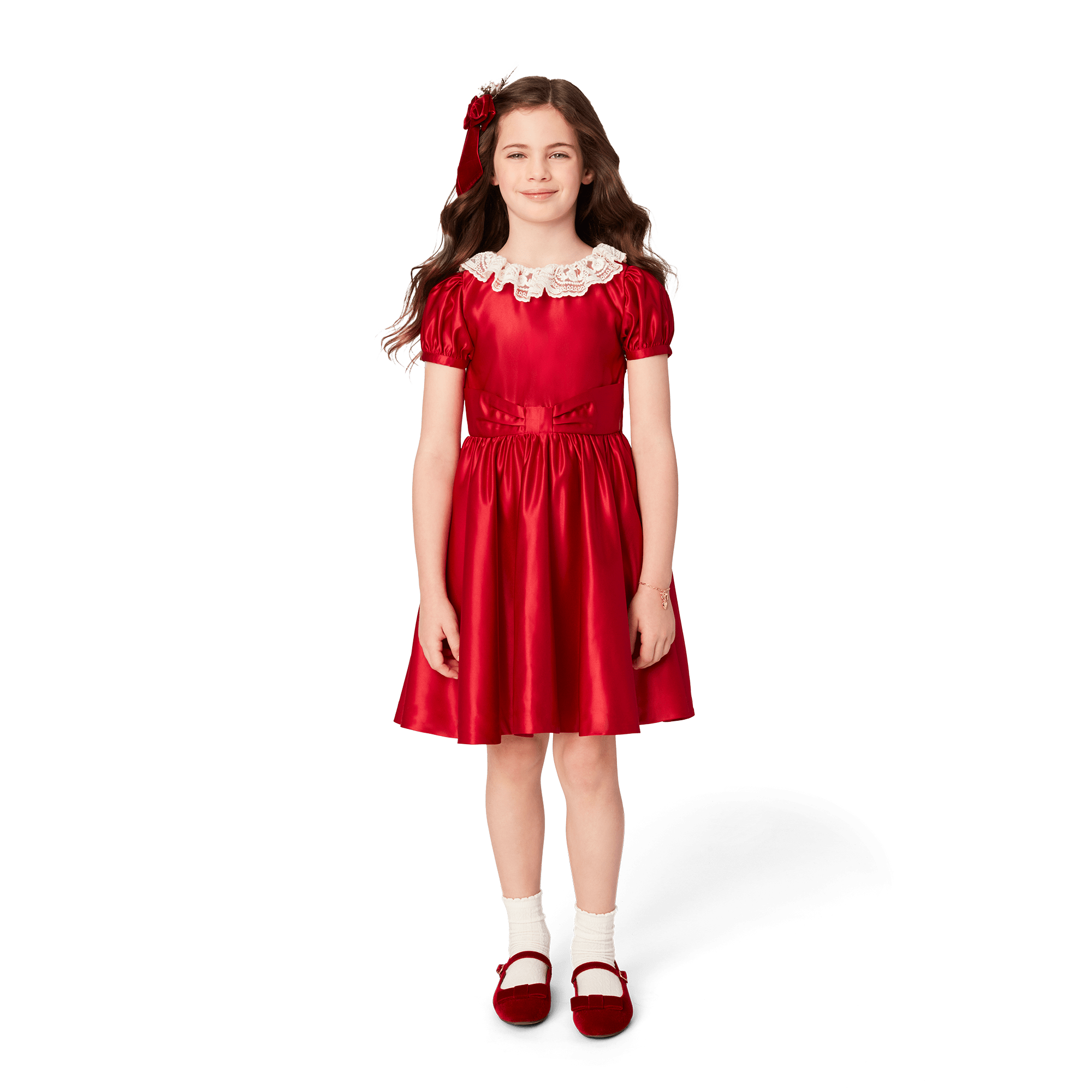 American Girl X Janie And Jack Holly-Red Party Dress For Girls