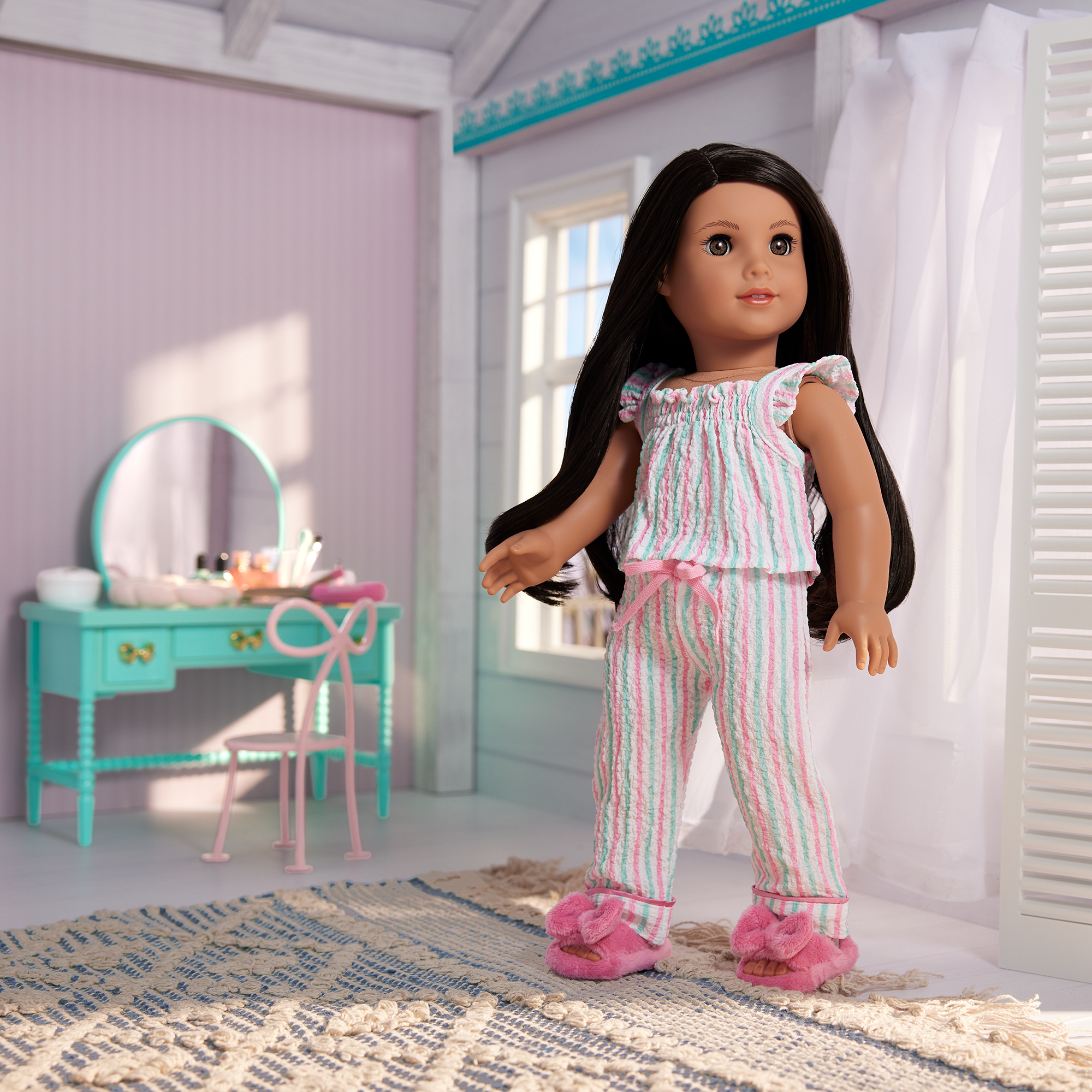Raquel's Coastal Stripes Pajamas For 18-Inch Dolls (Girl Of The Year 2026) - Image 7