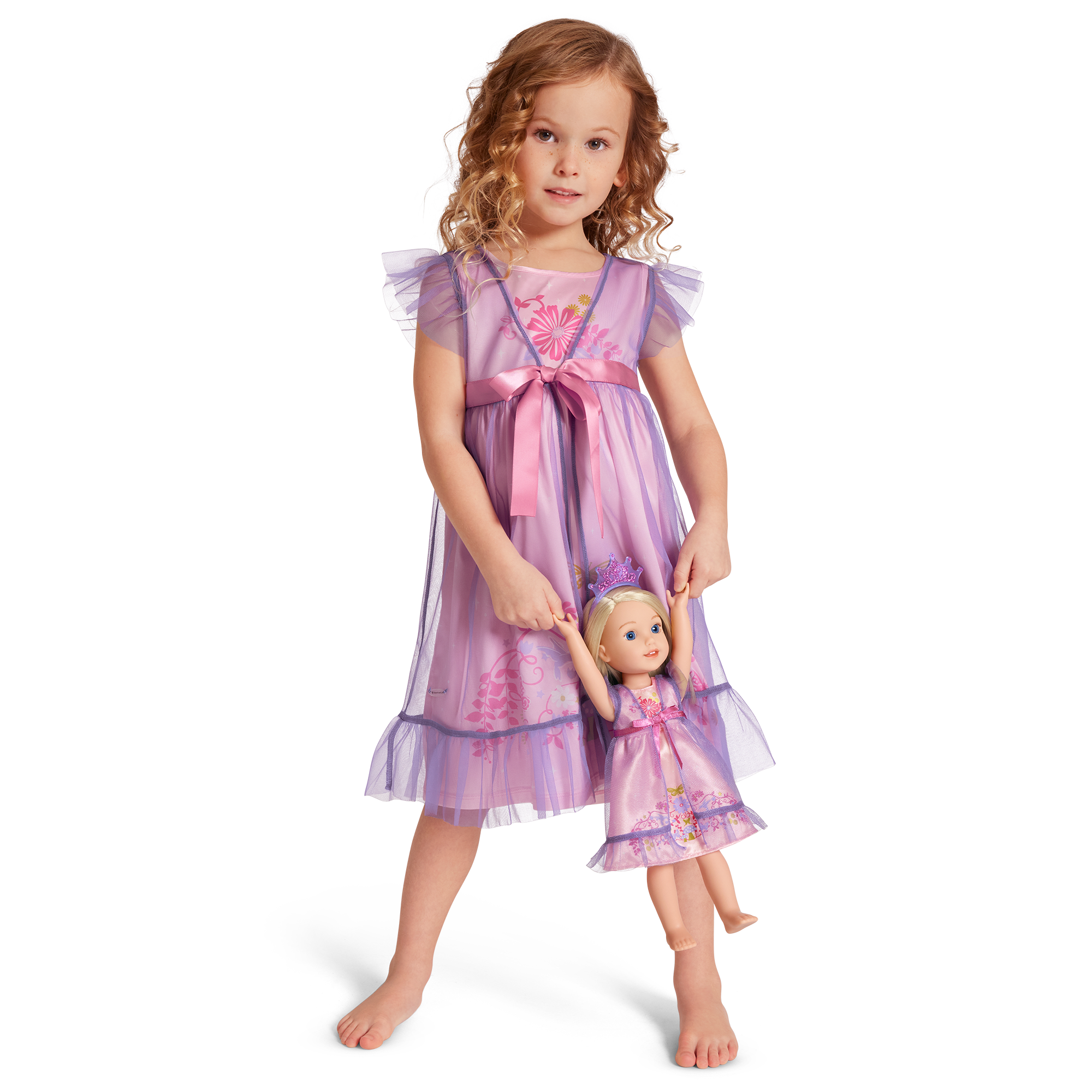 Royal Ruffles Nightie And Robe For Little Girls & Welliewishers Dolls
